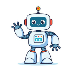 cute modern robot waving hand cartoon character vector illustration template design