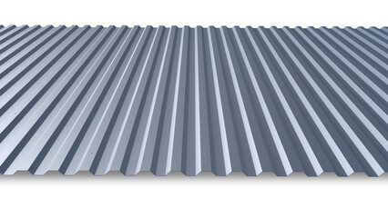 Corrugated metal deck roof system in 3d rendering