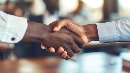 Close-up of two african american business people shaking hands