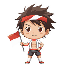 Chibi Character with Red and White like Indonesia Independent Day, for your gaming character or greeting card