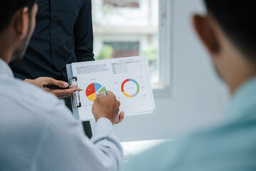Teamwork group businessman are standing meeting working and brainstorming about business financial...