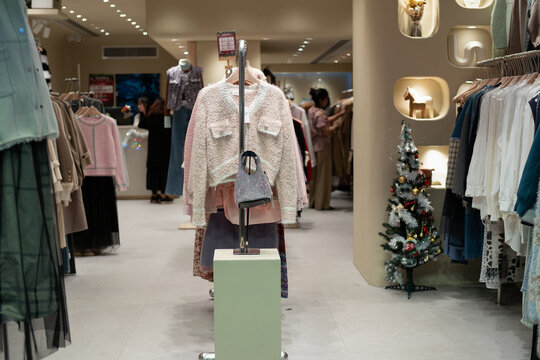 HONG KONG, CHINA - DECEMBER 07, 2023: apparel for sale inside Brilliant Mlle store in Hong Kong.
