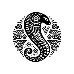 Naklejka premium snake, cobra silhouette in bohemian, boho, nature illustration