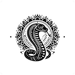 Naklejka premium snake, cobra silhouette in bohemian, boho, nature illustration
