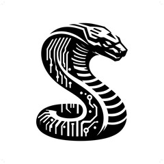 snake, cobra silhouette in animal cyberpunk, modern futuristic illustration