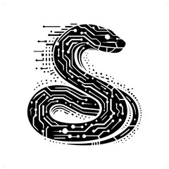 Naklejka premium snake, cobra silhouette in animal cyberpunk, modern futuristic illustration