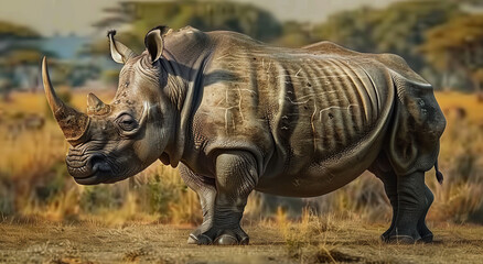 Fototapeta premium Indian Rhinoceros (Rhinoceros unicornis), is a Rhinoceros Species Native to the Indian Subcontinent