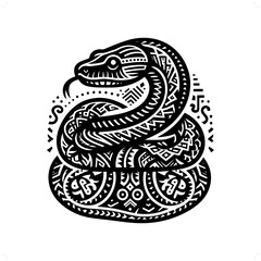 snake, silhouette in animal ethnic, polynesia tribal illustration