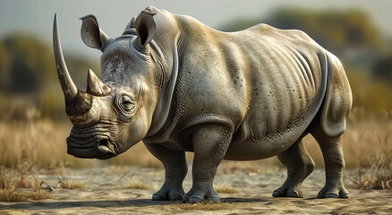 Fototapeta premium Indian Rhinoceros (Rhinoceros unicornis), is a Rhinoceros Species Native to the Indian Subcontinent