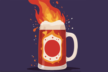 Vector Illustration Template of Beer Beverages with Dynamic Fire Spark Effects for Engaging and Vibrant Design Projects.