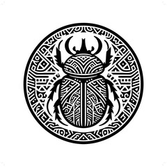 beetle silhouette in animal ethnic, polynesia tribal illustration