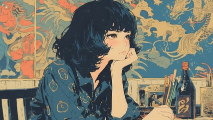 デスクワークをするおしゃれな女の子,Generative AI AI画像