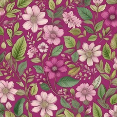 , floral pattern, fucsia background floral pattern, vintage flower motif, 
