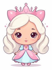 cute kawai cartoon princess wearing crown