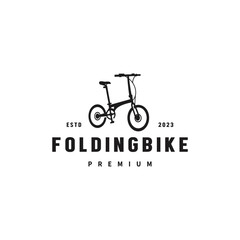 Folding bike vintage logo design illustration 3