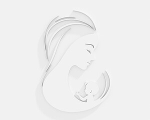 Happy caring young mother with little baby infant in hands. Loving mom with newborn excited with motherhood. Parenthood and maternity. 3D render