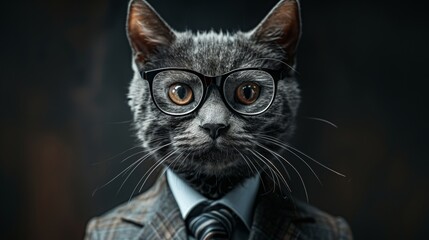 スーツを着た猫のポートレート,Generative AI AI画像