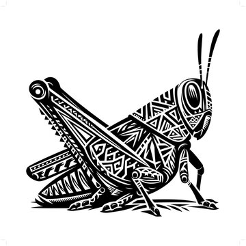 recommend clip art: Grasshopper silhouette in animal ethnic, polynesia tribal illustration