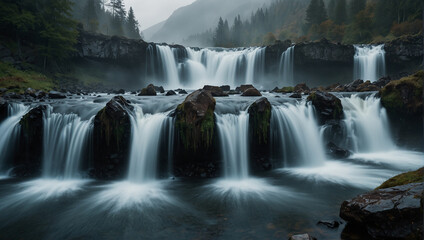 waterfall in the mountains