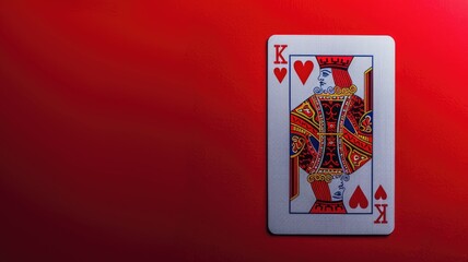 King of Hearts playing card on red background