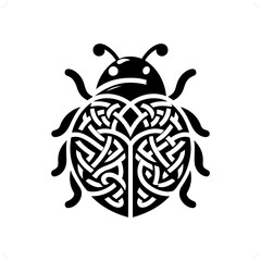 Ladybug silhouette in animal celtic knot, irish, nordic illustration