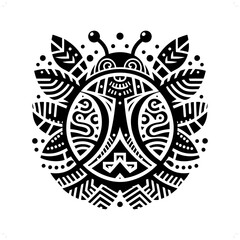 Ladybug silhouette in animal ethnic, polynesia tribal illustration