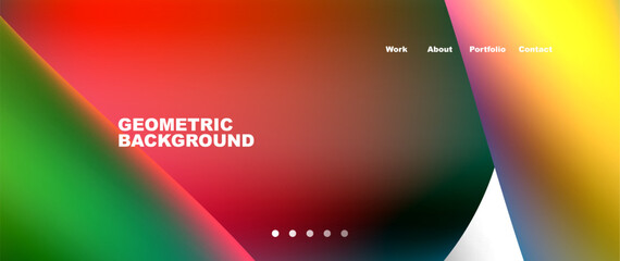 A vibrant geometric background featuring a rainbow of colors, resembling a display device with liquid shades of magenta and circles, perfect for macro photography or automotive lighting logos