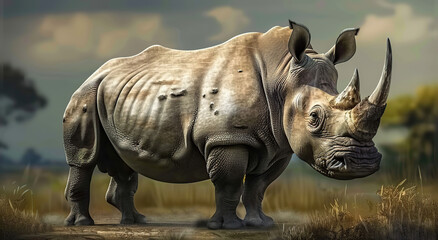 Fototapeta premium Indian Rhinoceros (Rhinoceros unicornis), is a Rhinoceros Species Native to the Indian Subcontinent