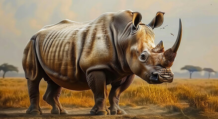 Fototapeta premium Indian Rhinoceros (Rhinoceros unicornis), is a Rhinoceros Species Native to the Indian Subcontinent