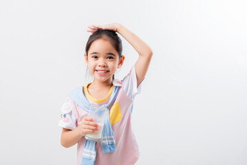 Little Asian girl Image of Asian child drinking milk