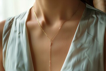 Lariat necklace, wearing
