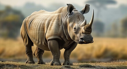 Obraz premium Indian Rhinoceros (Rhinoceros unicornis), is a Rhinoceros Species Native to the Indian Subcontinent