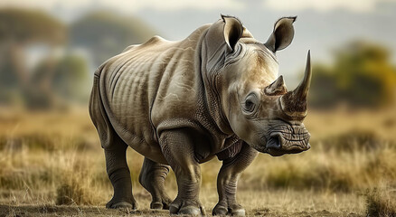 Fototapeta premium Indian Rhinoceros (Rhinoceros unicornis), is a Rhinoceros Species Native to the Indian Subcontinent