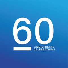 60th anniversary design vector template featuring a gradient background color and white number