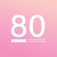 80th anniversary design vector template featuring a gradient background color and white number