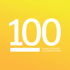 100th anniversary design vector template featuring a gradient background color and white number