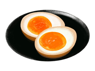 煮卵（断面）皿付き