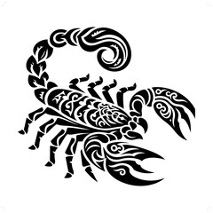 scorpion silhouette in animal ethnic, polynesia tribal illustration