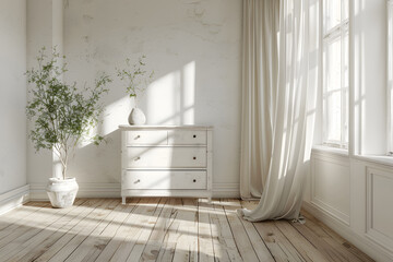Beautiful living room in white tones