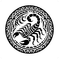 scorpion silhouette in animal ethnic, polynesia tribal illustration