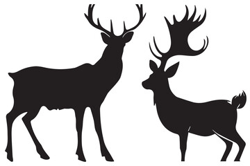 bundle of deer black silhouette Vector design