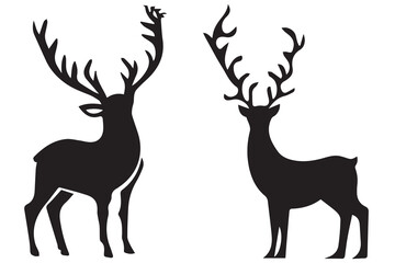 bundle of deer black silhouette Vector design