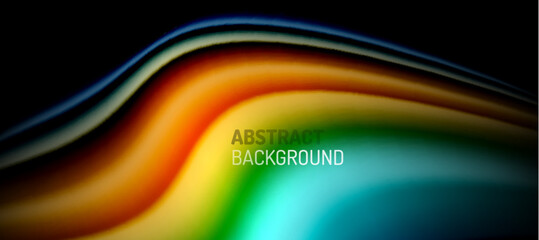 A vibrant wave of color splashes across the black background, resembling a rainbow of hues. Electric blue mixes with liquid circles, creating an artistic pattern in the sky