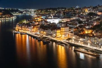 Night View of Ribeira in Porto, Portugal