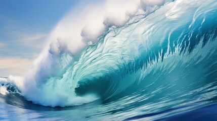 A large wave is crashing into the ocean.