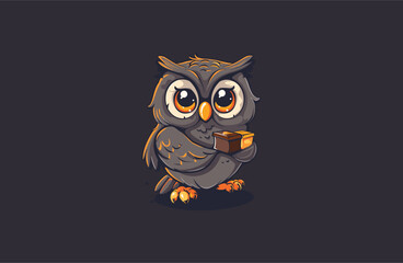 Owl chocolate vector illustration flat design logo
