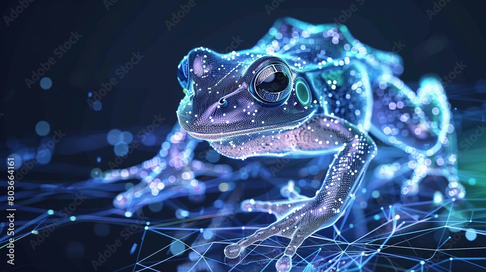 Wall mural big data visualization. a digital frog in flow information. information aesthetic design. generative
