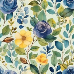 Yellow roses floral patterns.