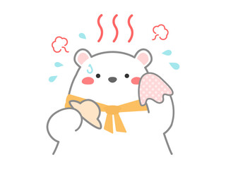 熱中症の予防や対策に関するベクターイラスト、熱中症になりそうなシロクマ03