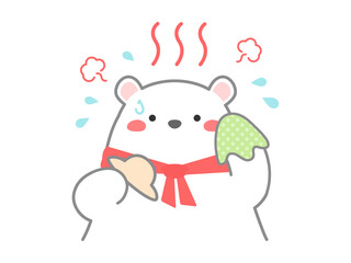 熱中症の予防や対策に関するベクターイラスト、熱中症になりそうなシロクマ02